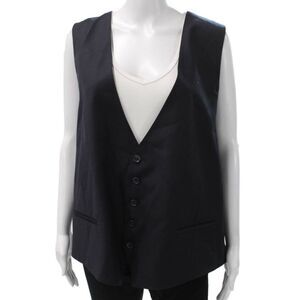 Baroni Men Wool Blue Button Vest Size XL